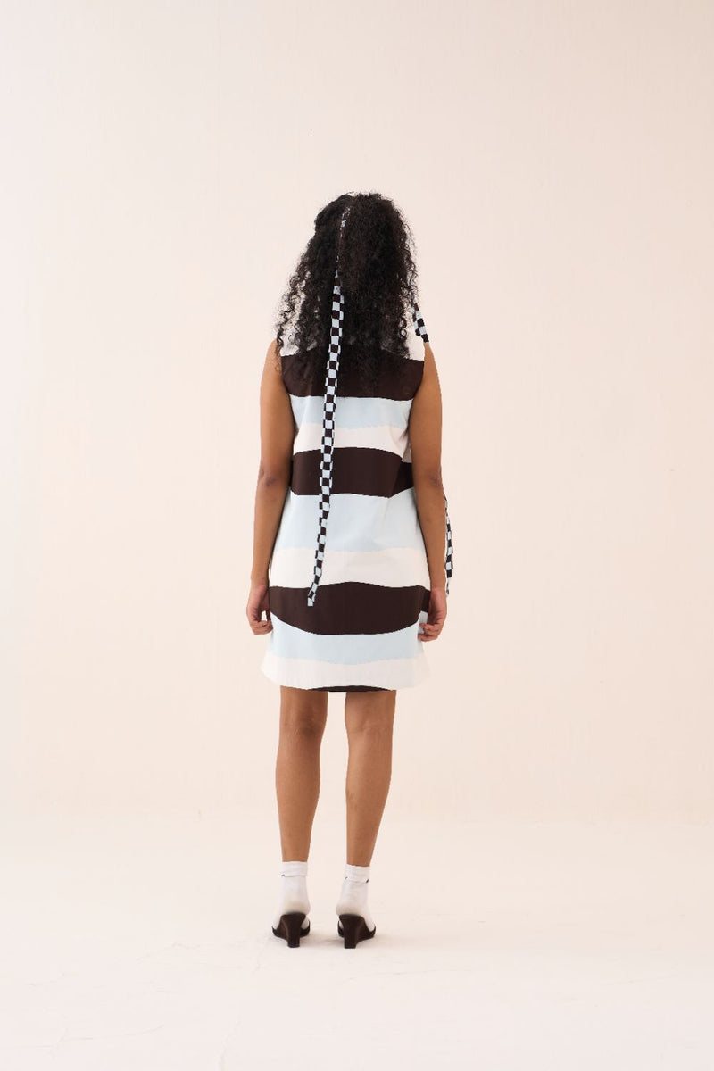 Applique Shift Dress chanderi by THREE in brown color for women in Singapore