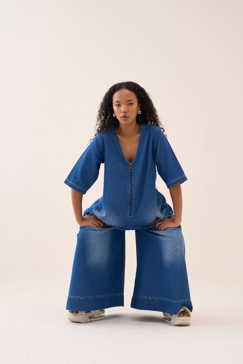 Denim Jumpsuit by THREE for women in Singapore