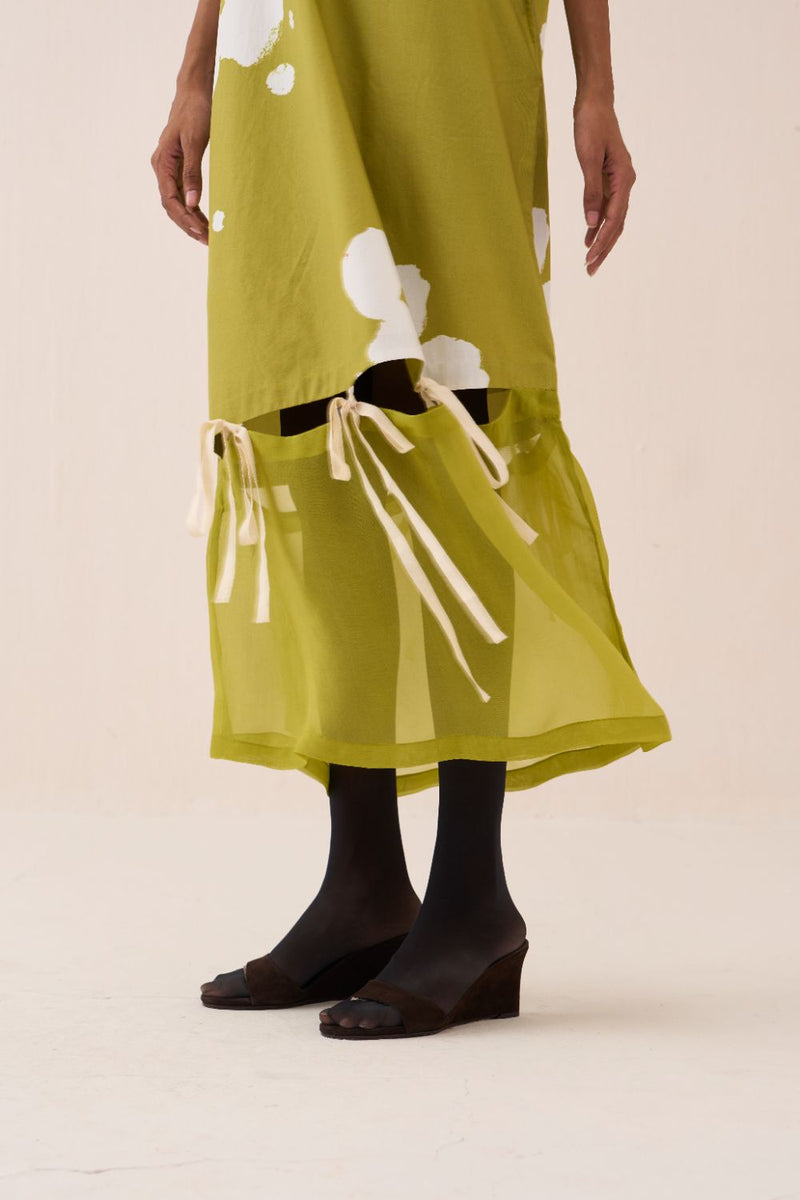 Self-Tie Floral Dress poplin by THREE in ivory color for women in Singapore