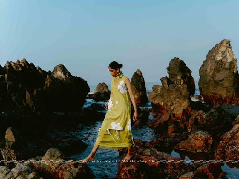 Self-Tie Floral Dress poplin by THREE in ivory color for women in Singapore