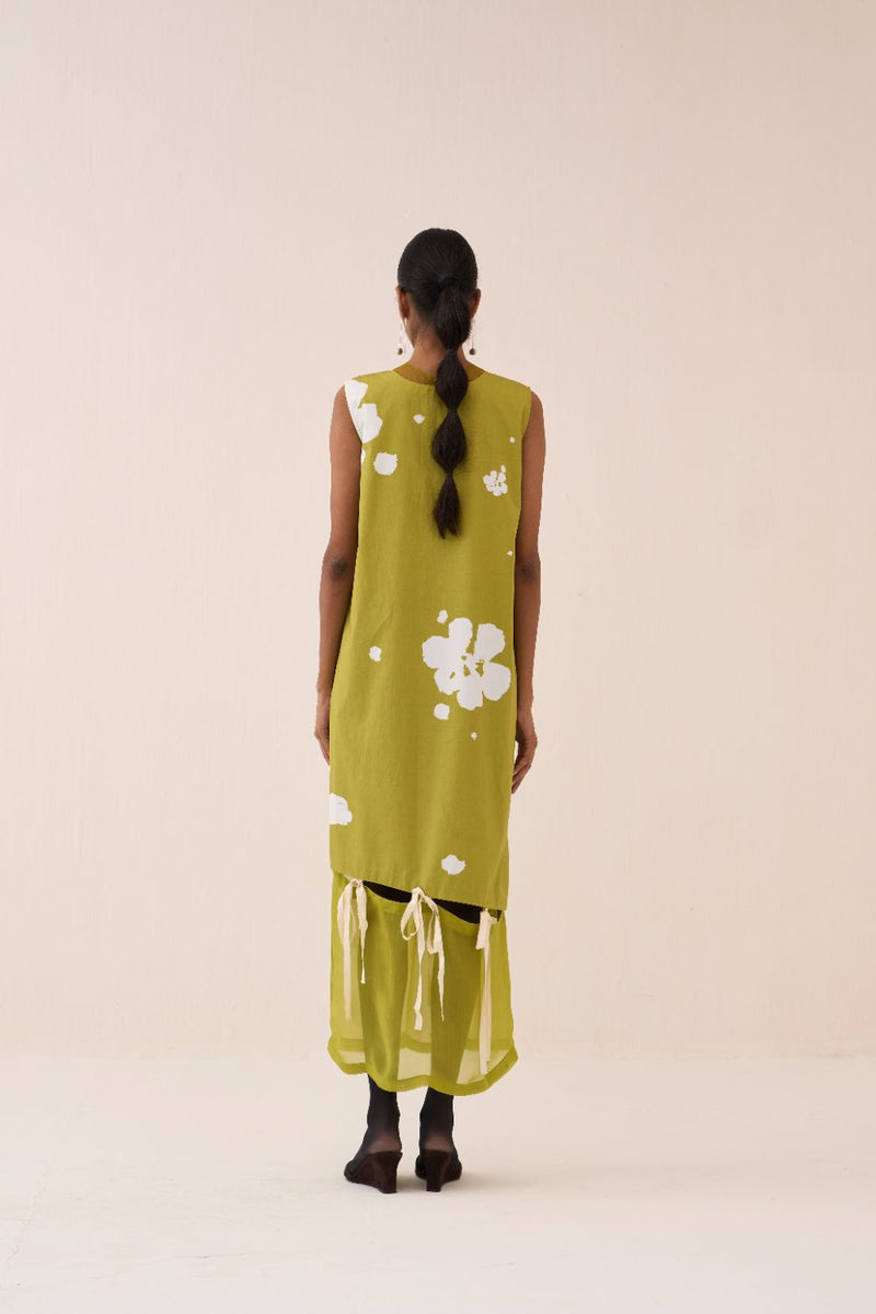 Self-Tie Floral Dress poplin by THREE in ivory color for women in Singapore