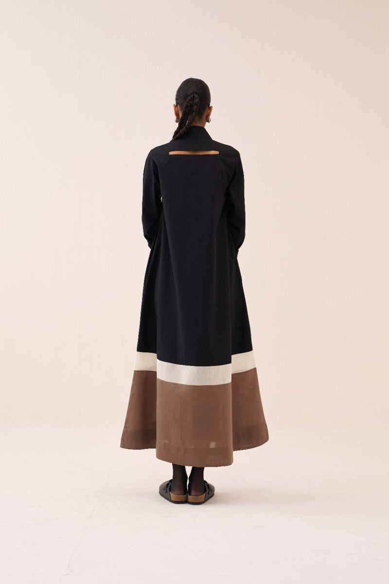 Turtle Neck Dress - Black poplin by THREE in black color for women in Singapore