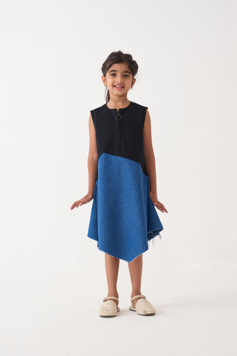 Girl - Handkerchief Dress - Black by THREE Kids in black color for kids in Singapore