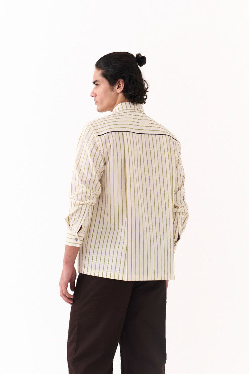 Double Patch Pocket Shirt Co-Ord - Dark Brown poplin by Three Men in brown color for men in Singapore