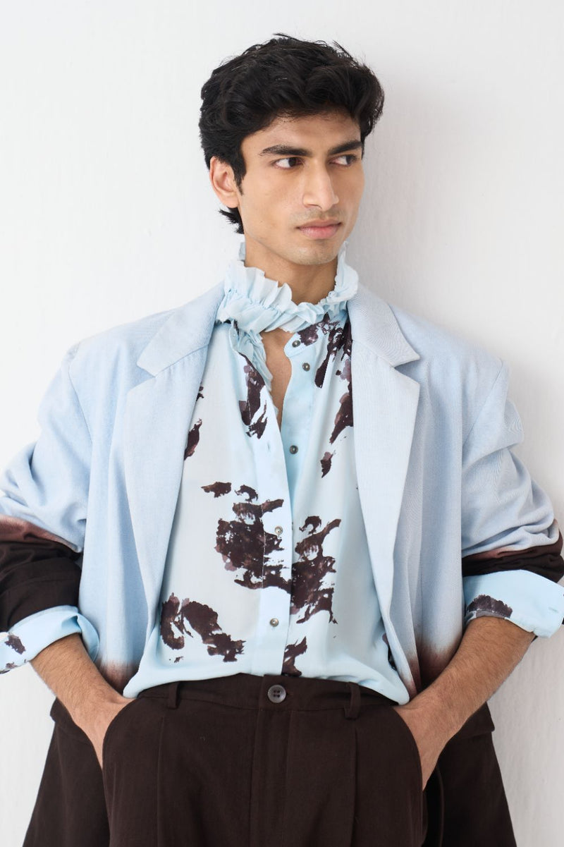 Dip Dye Blazer - Dark Brown by Three Men in brown color for men in Singapore