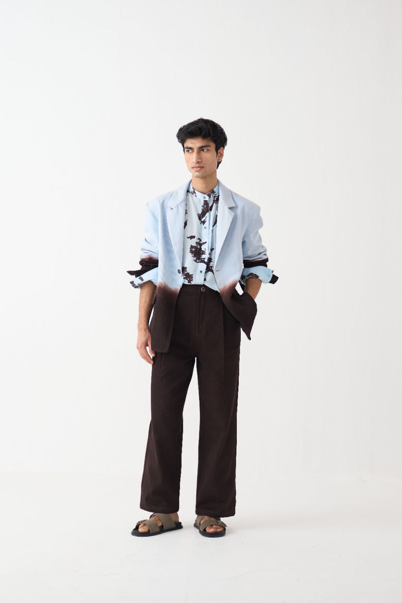 Dip Dye Blazer Co-Ord (Set Of 3) - Dark Brown by Three Men in brown color for men in Singapore