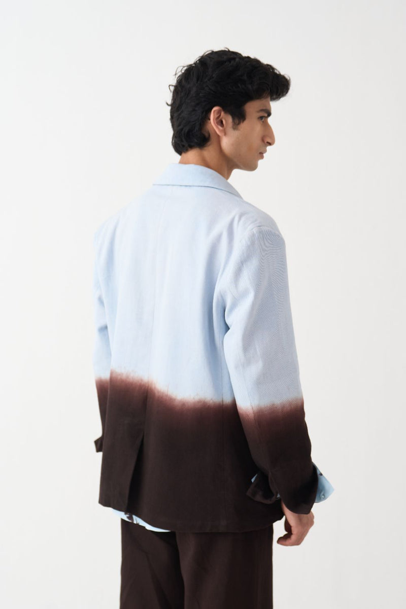 Dip Dye Blazer - Dark Brown by Three Men in brown color for men in Singapore