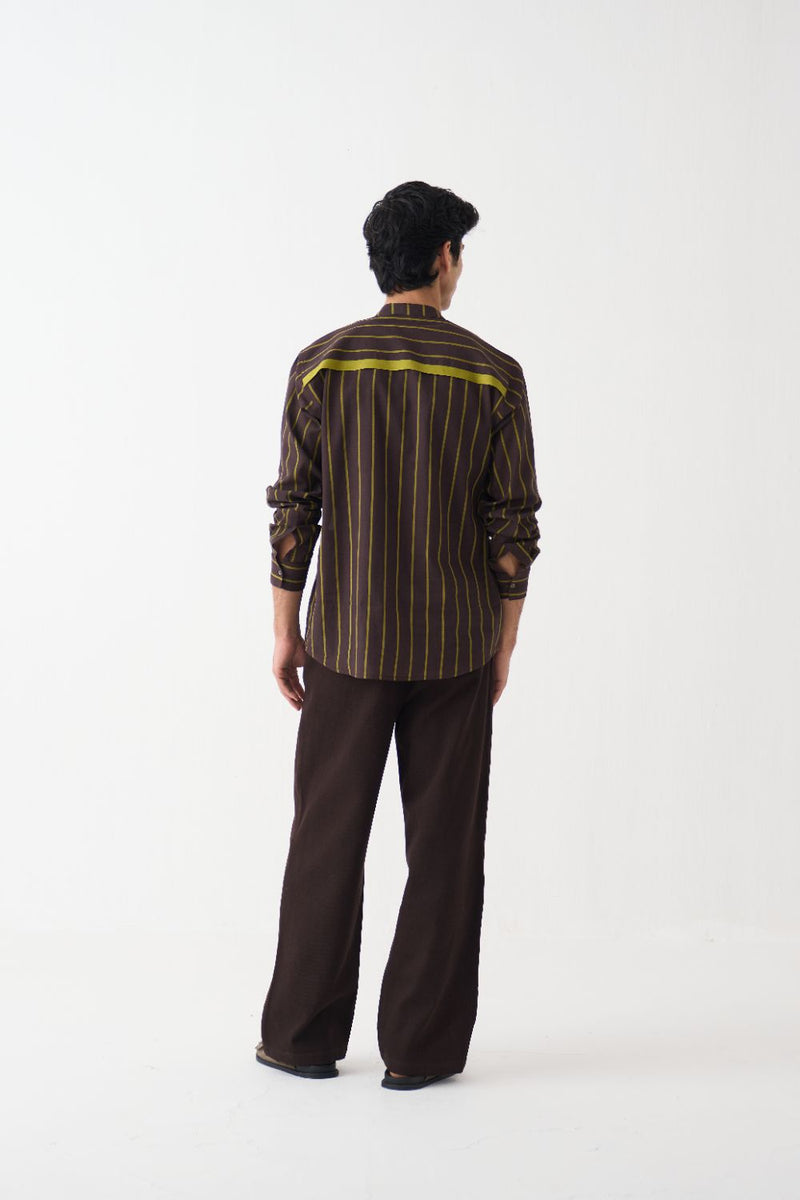 Front Pocket Shirt Co-Ord - Dark Brown cotton by Three Men in brown color for men in Singapore