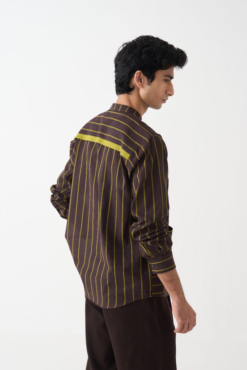 Front Pocket Shirt Co-Ord - Dark Brown cotton by Three Men in brown color for men in Singapore
