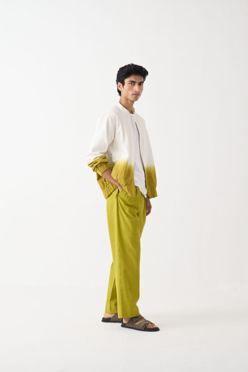Dip Dye Bomber Jacket Co-Ord - Dark Brown cotton by Three Men in brown color for men in Singapore