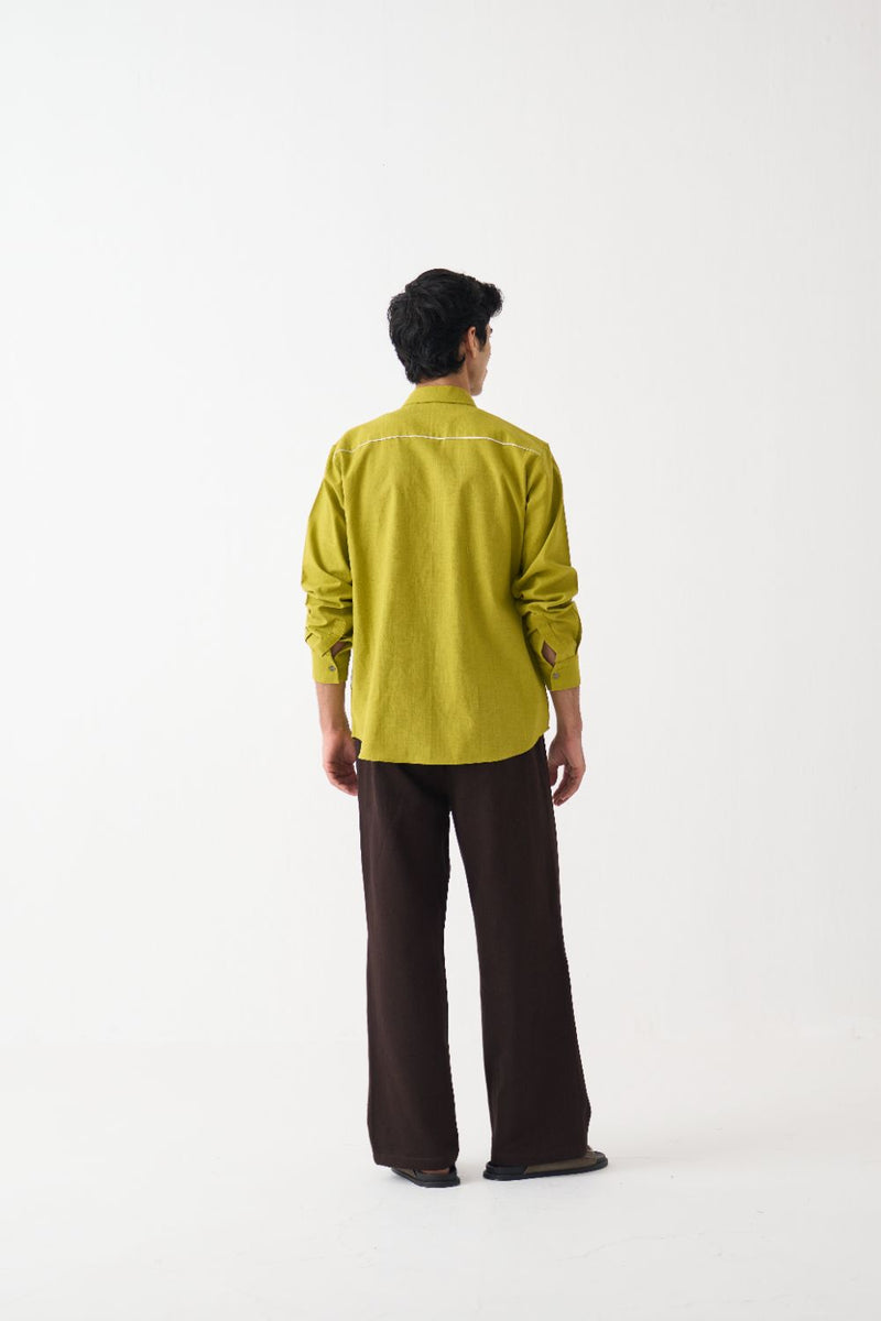Emb. Patch Detail Shirt Co-Ord 
 - Brown cotton by Three Men in brown color for men in Singapore