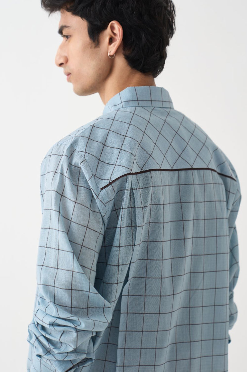 Circle Emb. Shirt Co-Ord - Dark Brown cotton by Three Men in brown color for men in Singapore