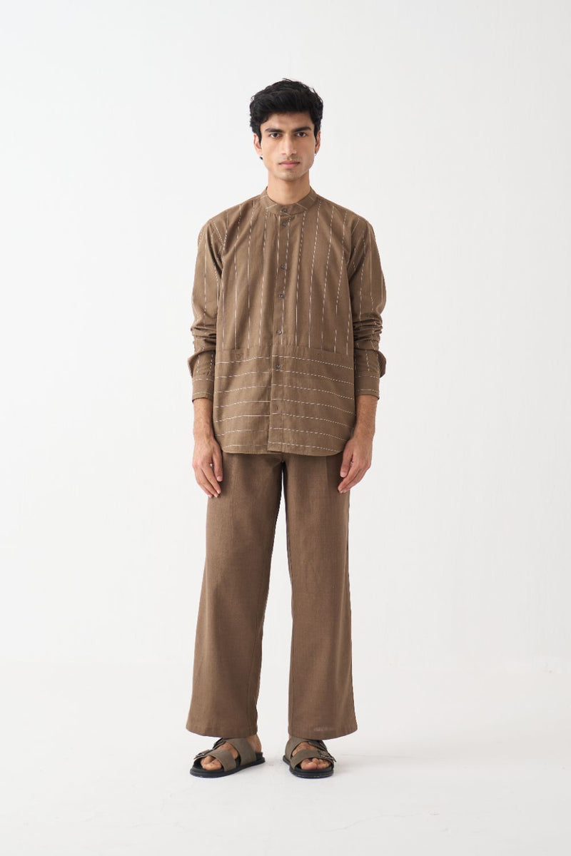 Front Pocket Shirt Co-Ord - Cedar cotton by Three Men for men in Singapore