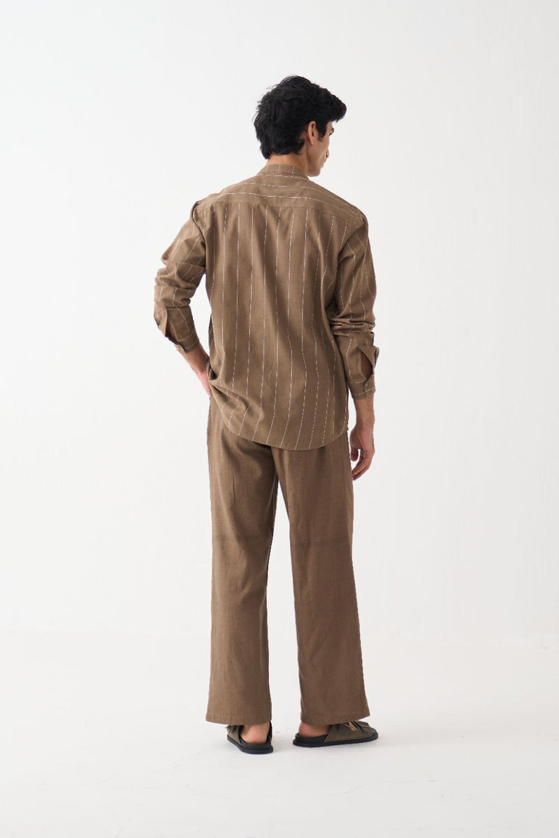Front Pocket Shirt Co-Ord - Cedar cotton by Three Men for men in Singapore
