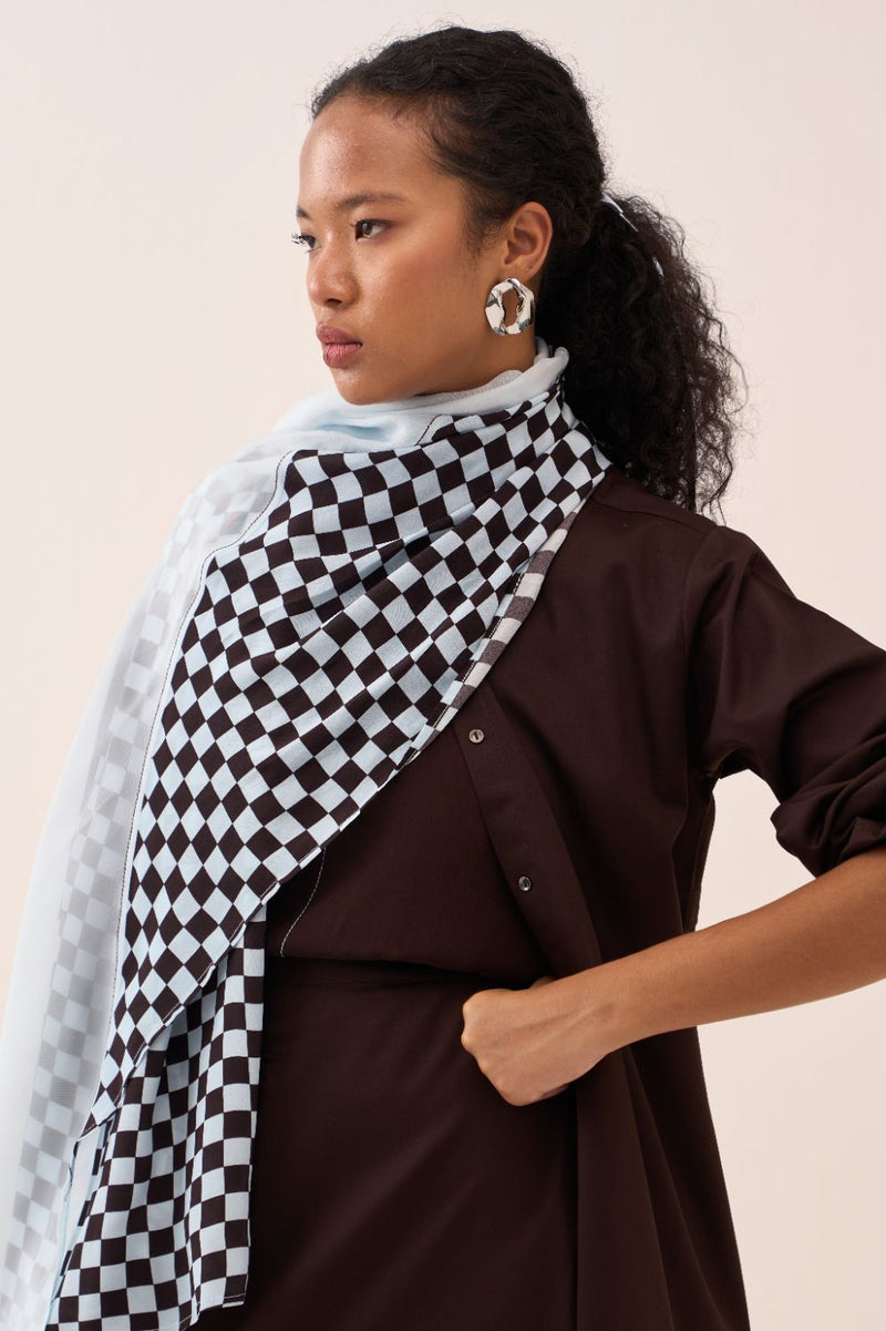 Back Yoke Jacket poplin by THREE in brown color for women in Singapore