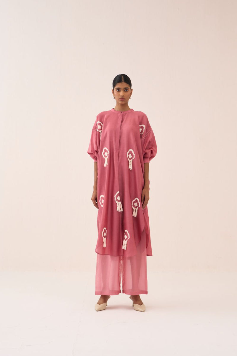 Fringe Bat Sleeve Shirt chanderi by THREE for women in Singapore