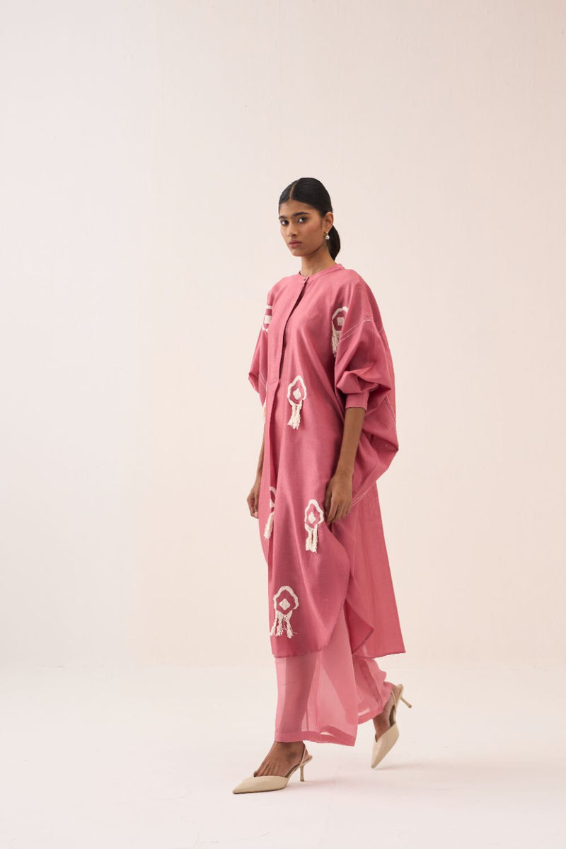 Fringe Bat Sleeve Shirt chanderi by THREE for women in Singapore