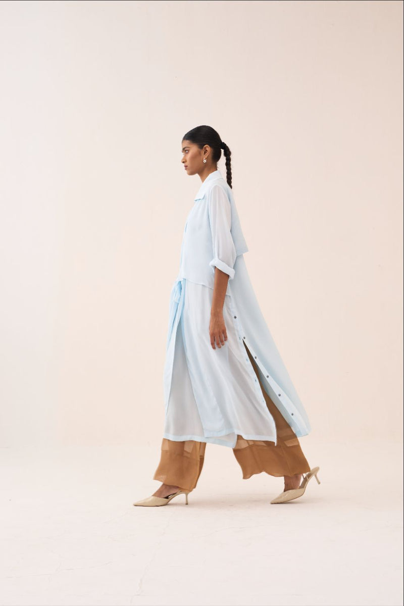 Tie Jacket Co-Ord (Slip Included) (Set Of 2) silk by THREE in sand color for women in Singapore