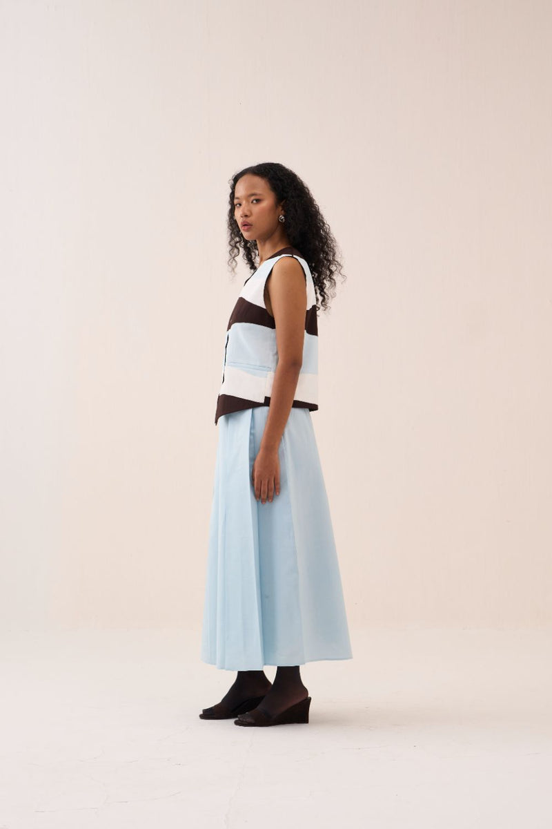 Applique Vest Co-Ord (Set Of 2) silk by THREE in brown color for women in Singapore