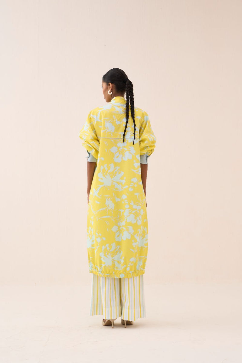 Drawstring Tunic poplin by THREE in blue color for women in Singapore