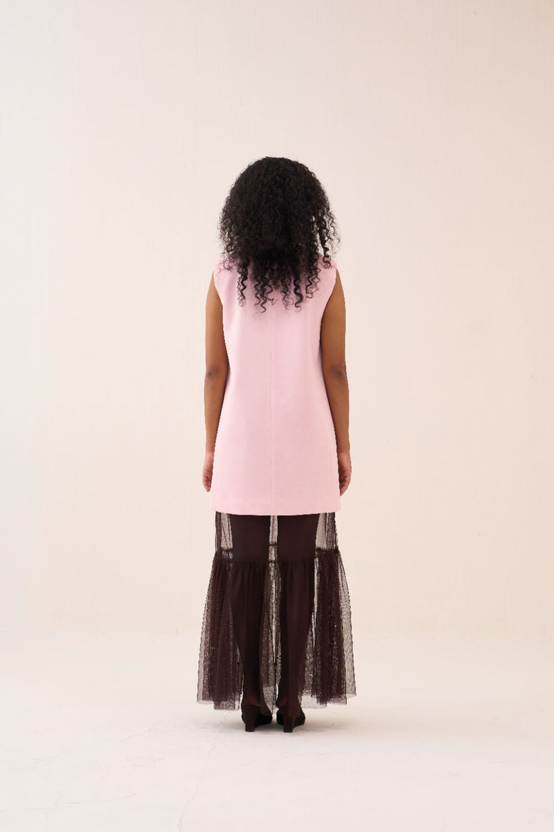 Collared Waistcoat Co-Ord (Set Of 2) satin by THREE in brown color for women in Singapore