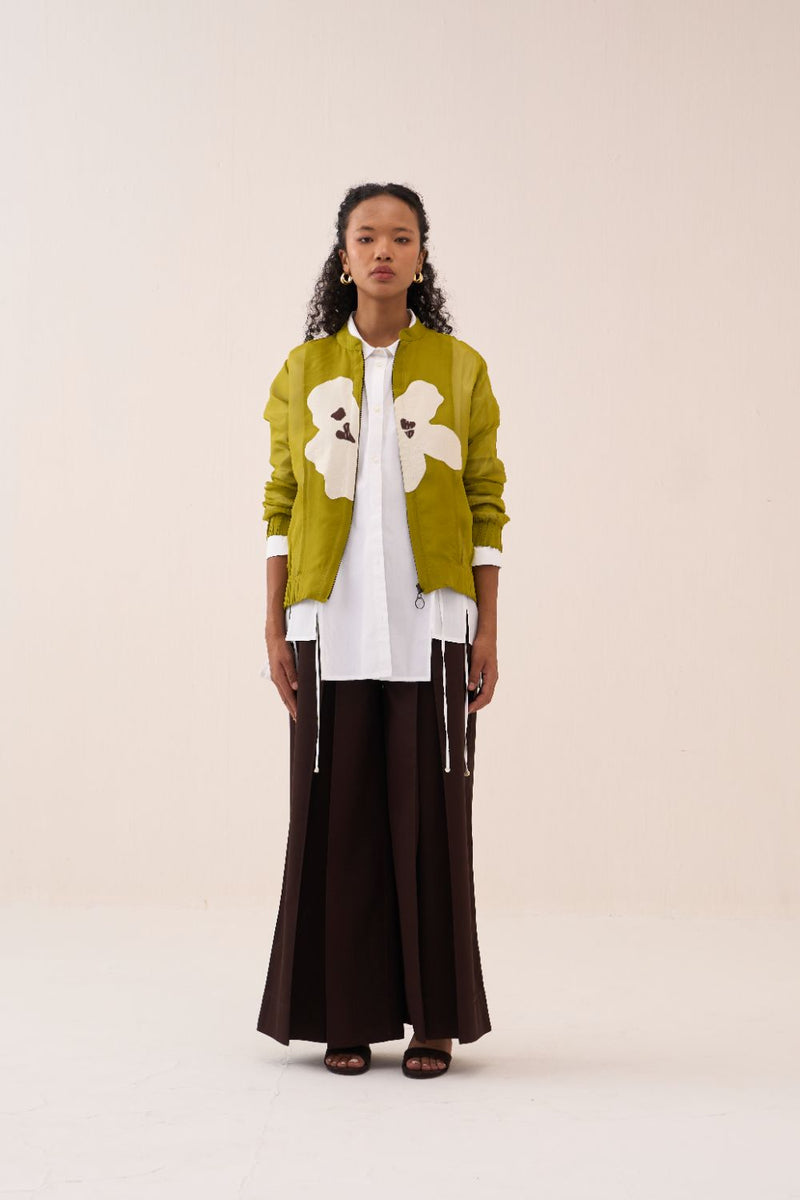 Panelled Shirt poplin by THREE in white color for women in Singapore