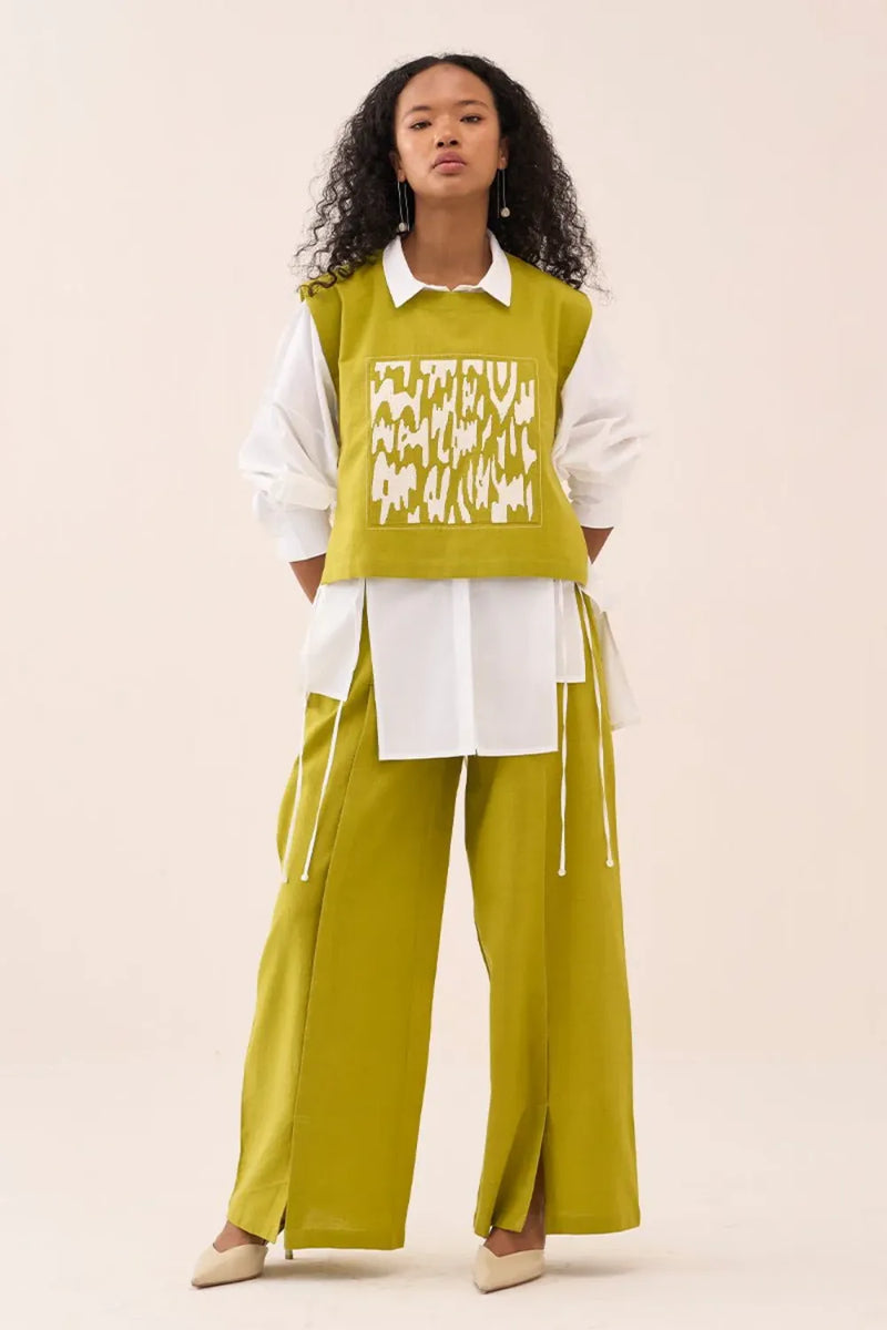 Patch Emb. Crop Overlay Shirt cotton by THREE for women in Singapore