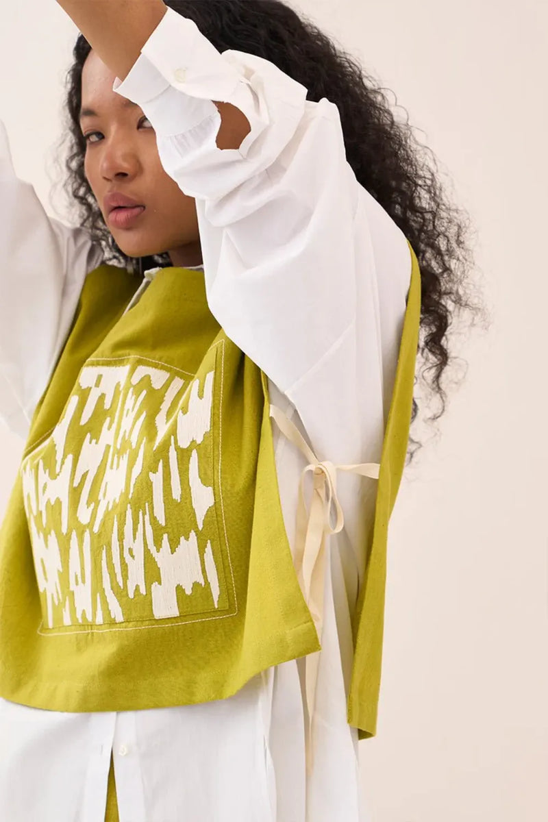 Patch Emb. Crop Overlay Shirt cotton by THREE for women in Singapore