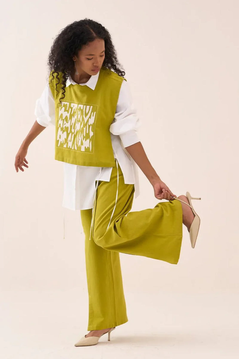 Patch Emb. Crop Overlay Shirt cotton by THREE for women in Singapore