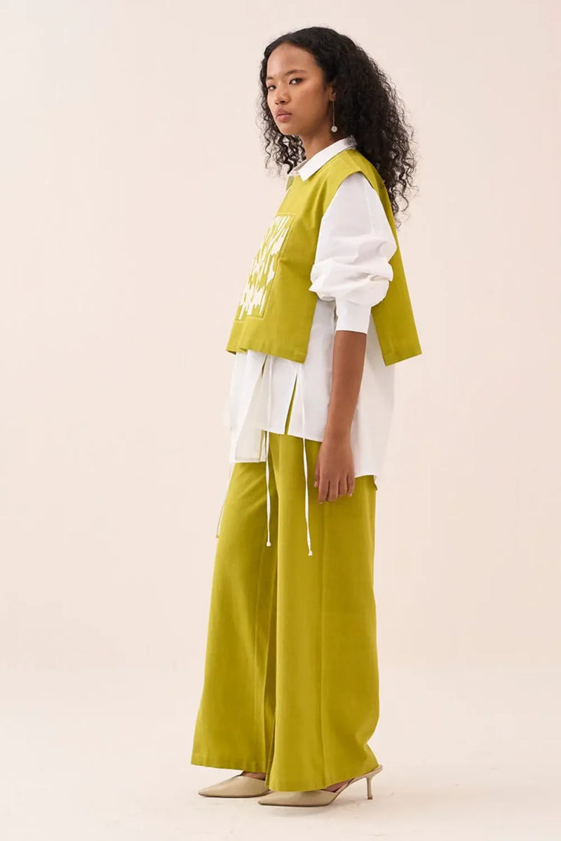 Patch Emb. Crop Overlay Shirt cotton by THREE for women in Singapore