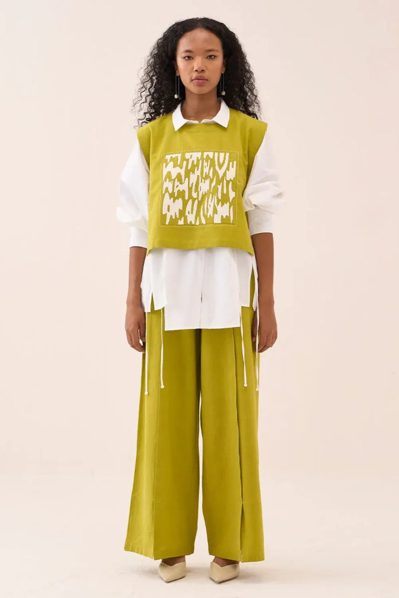 Patch Emb. Crop Overlay Shirt cotton by THREE for women in Singapore
