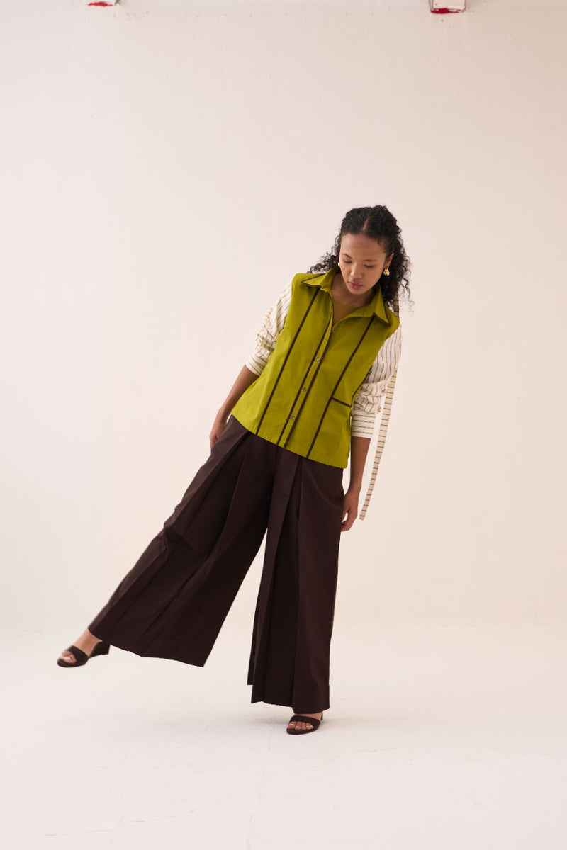 Stripe Sleeve Shirt poplin by THREE for women in Singapore
