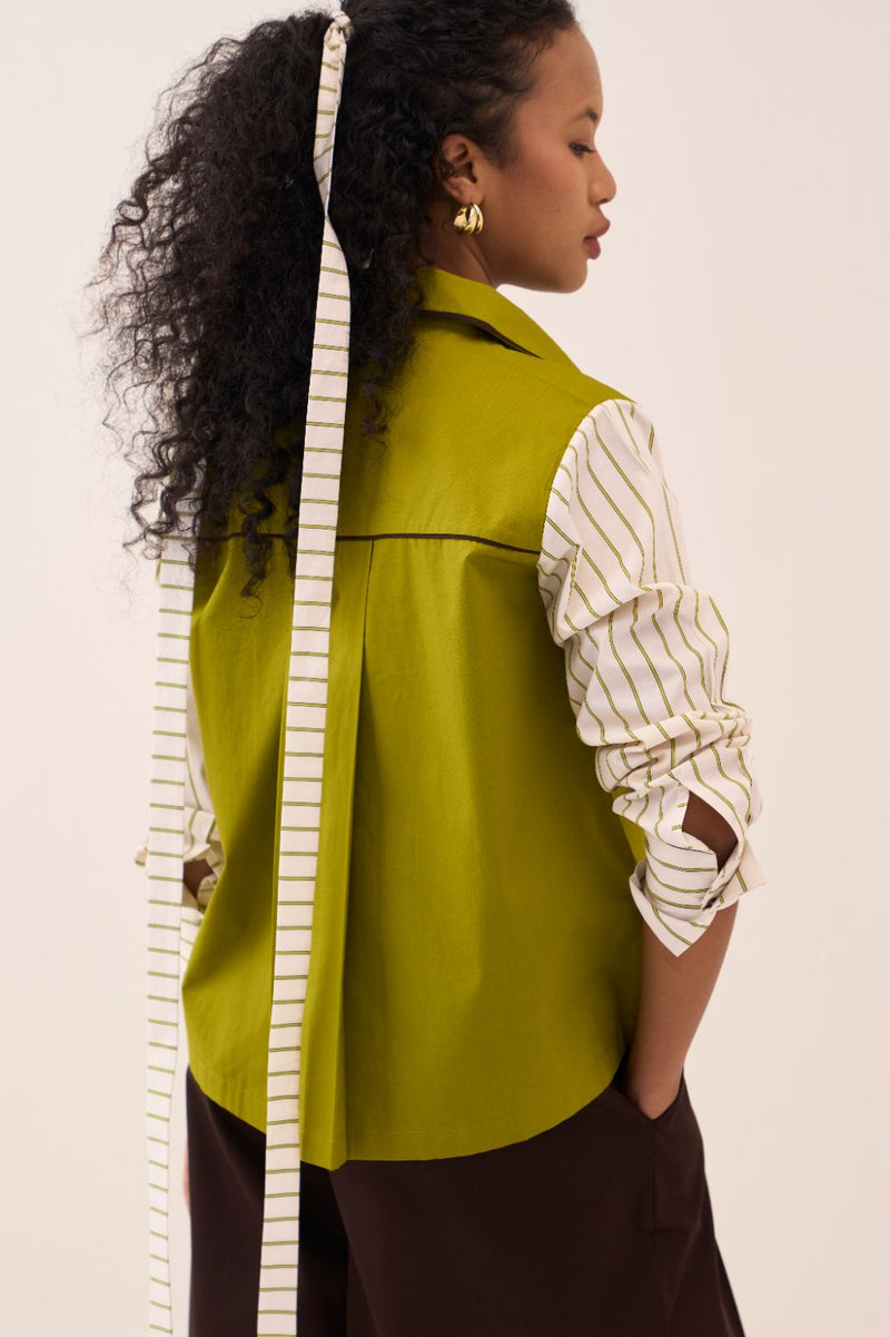 Stripe Sleeve Shirt poplin by THREE for women in Singapore