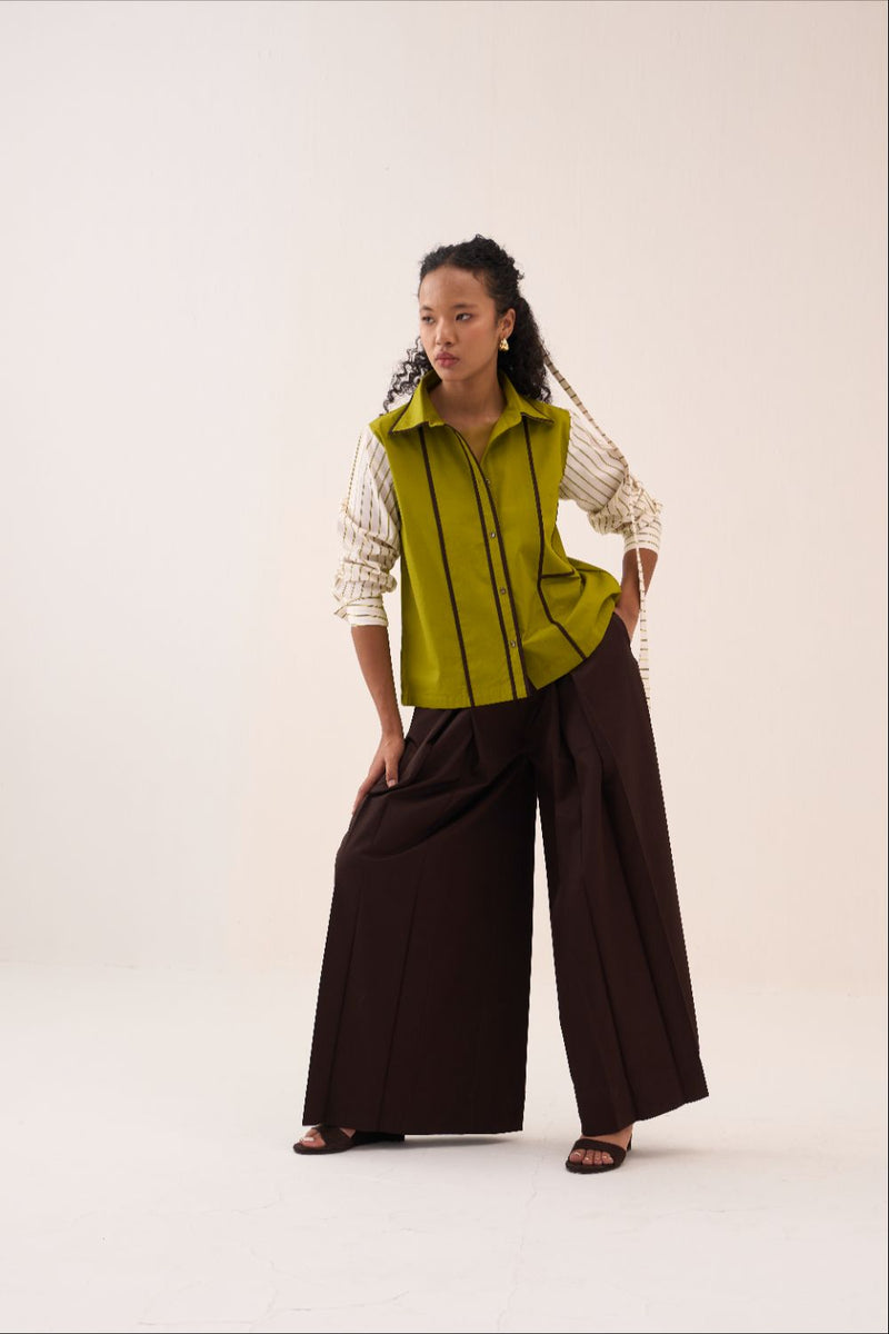 Stripe Sleeve Shirt poplin by THREE for women in Singapore