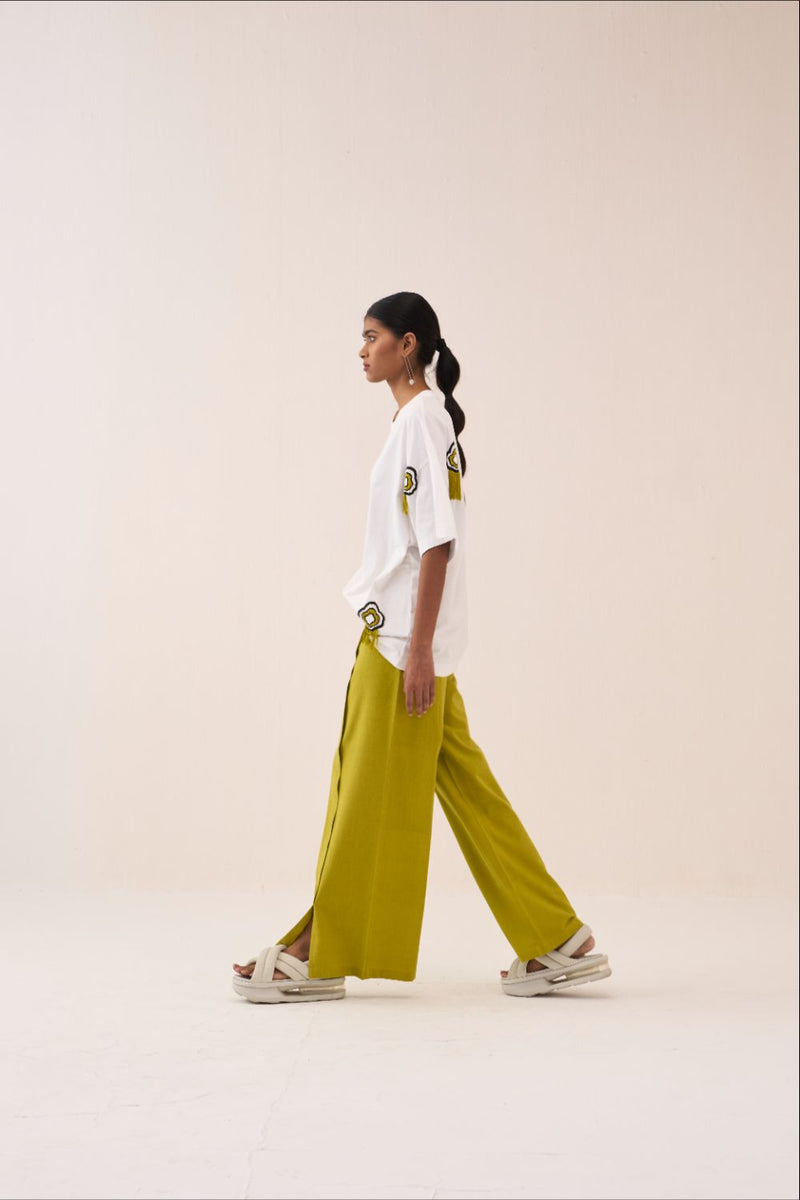 White Beaded Tshirt cotton by THREE in white color for women in Singapore