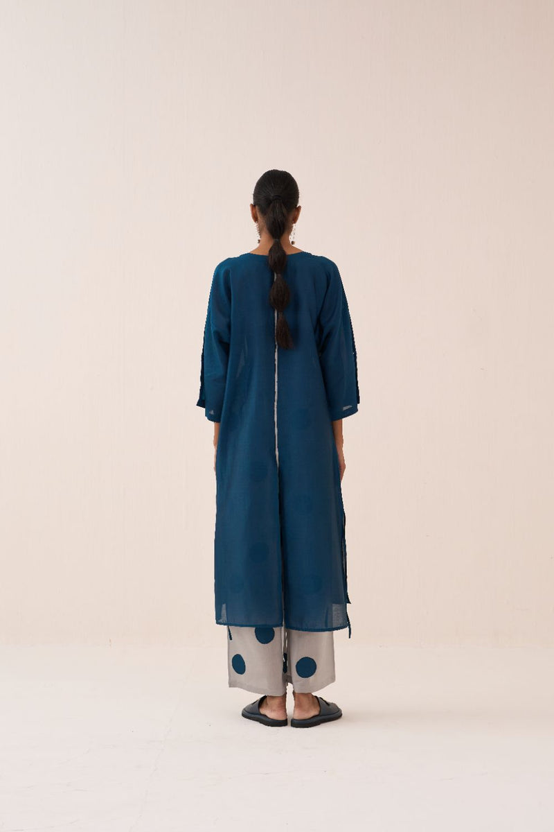Paneled Tunic chanderi by THREE in teal color for women in Singapore