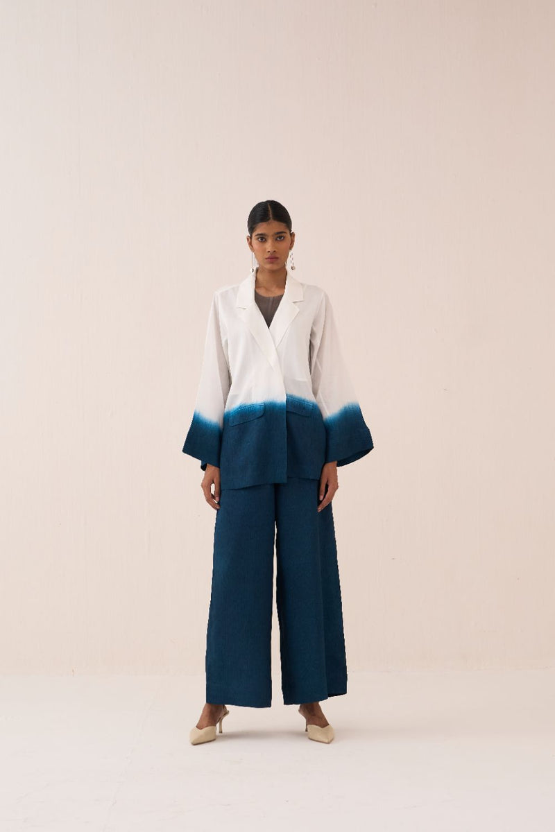 Dip-Dye Jacket Co-Ord (Slip Included) (Set Of 2) silk by THREE in white color for women in Singapore