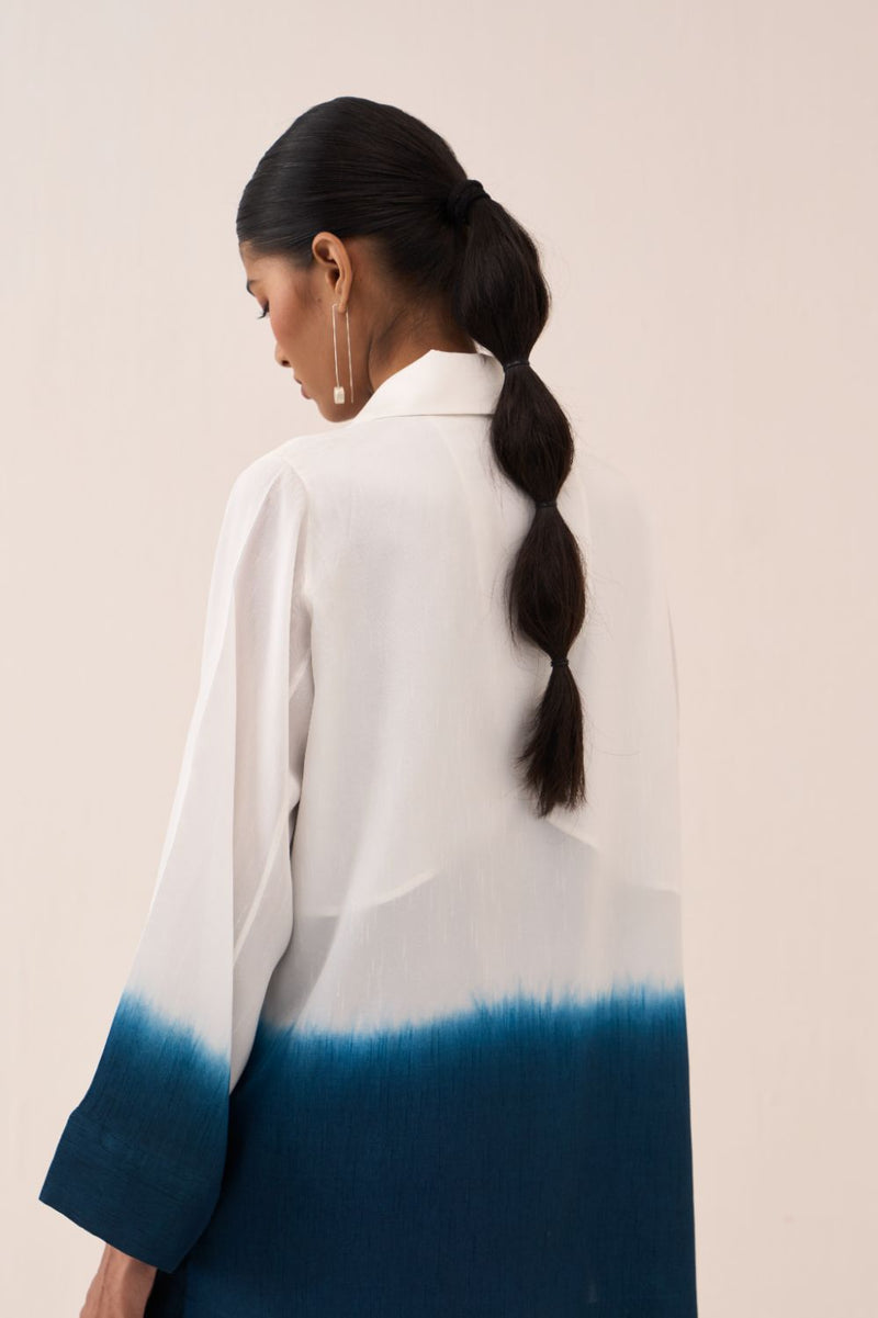 Dip-Dye Jacket silk by THREE in white color for women in Singapore