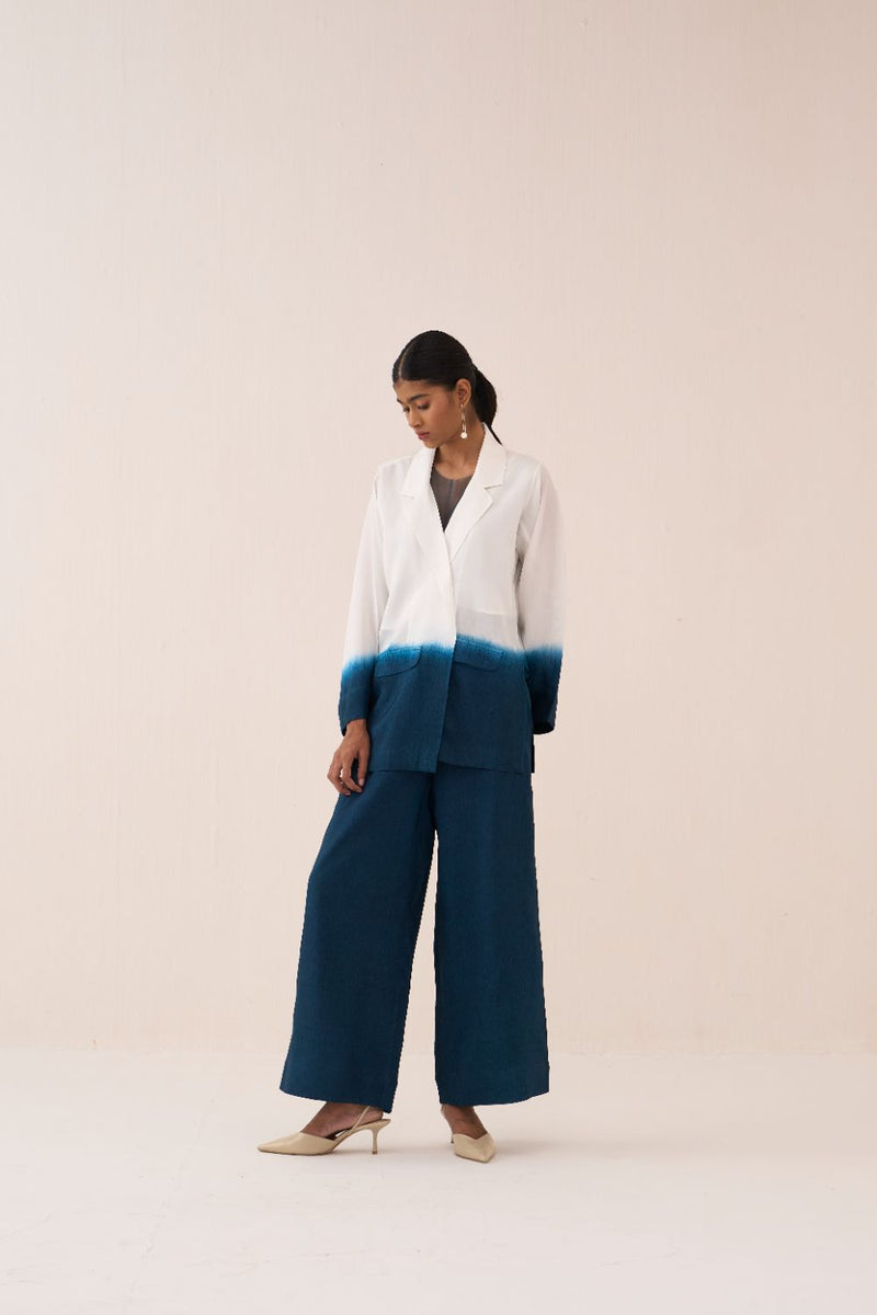 Dip-Dye Jacket Co-Ord (Slip Included) (Set Of 2) silk by THREE in white color for women in Singapore