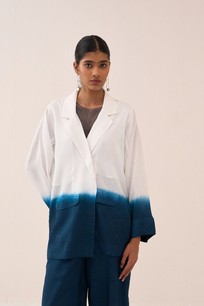 Dip-Dye Jacket Co-Ord (Slip Included) (Set Of 2) silk by THREE in white color for women in Singapore