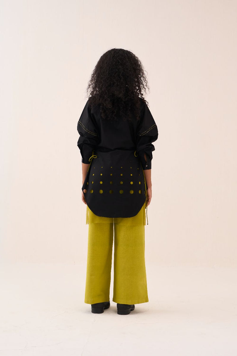 Drawstring Shirt poplin by THREE in black color for women in Singapore