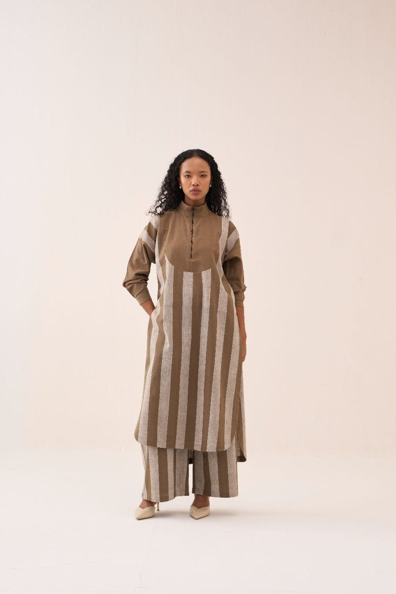 U-Yoke Stripe Tunic Co-Ord (Set Of 2) cotton by THREE for women in Singapore