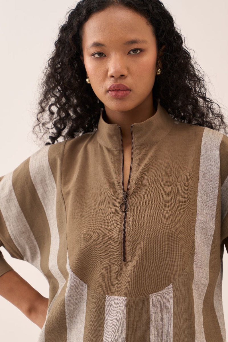 U-Yoke Stripe Tunic Co-Ord (Set Of 2) cotton by THREE for women in Singapore