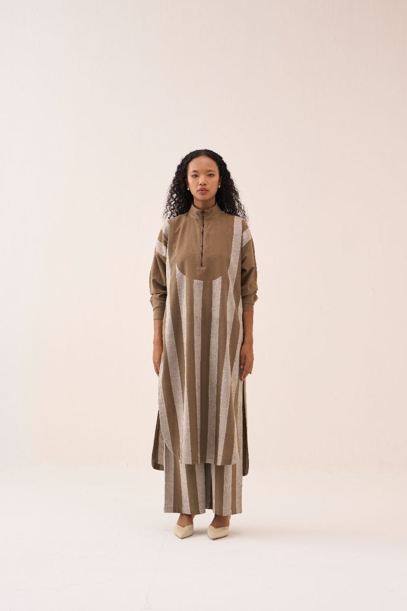 U-Yoke Stripe Tunic Co-Ord (Set Of 2) cotton by THREE for women in Singapore