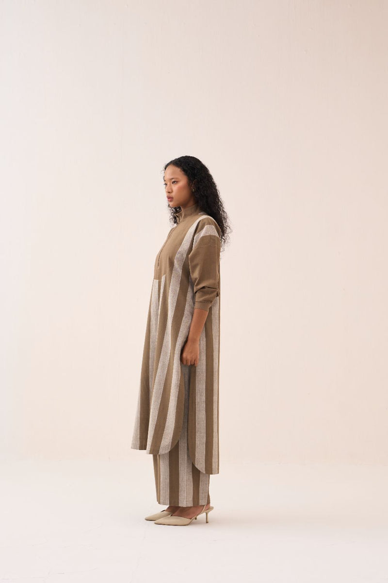 U-Yoke Stripe Tunic Co-Ord (Set Of 2) cotton by THREE for women in Singapore