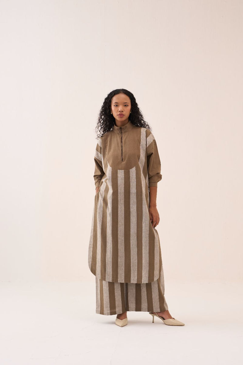 U-Yoke Stripe Tunic Co-Ord (Set Of 2) cotton by THREE for women in Singapore