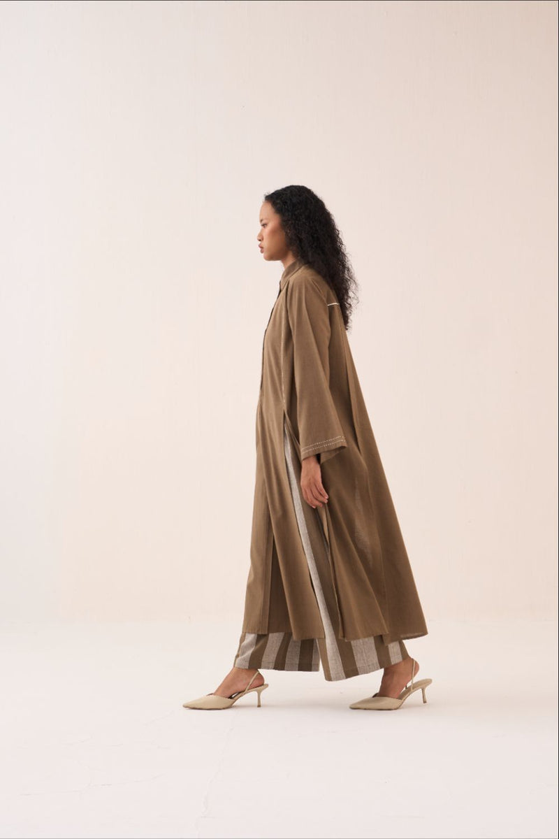 Wide Sleeve Panel Slit Shirt cotton by THREE for women in Singapore