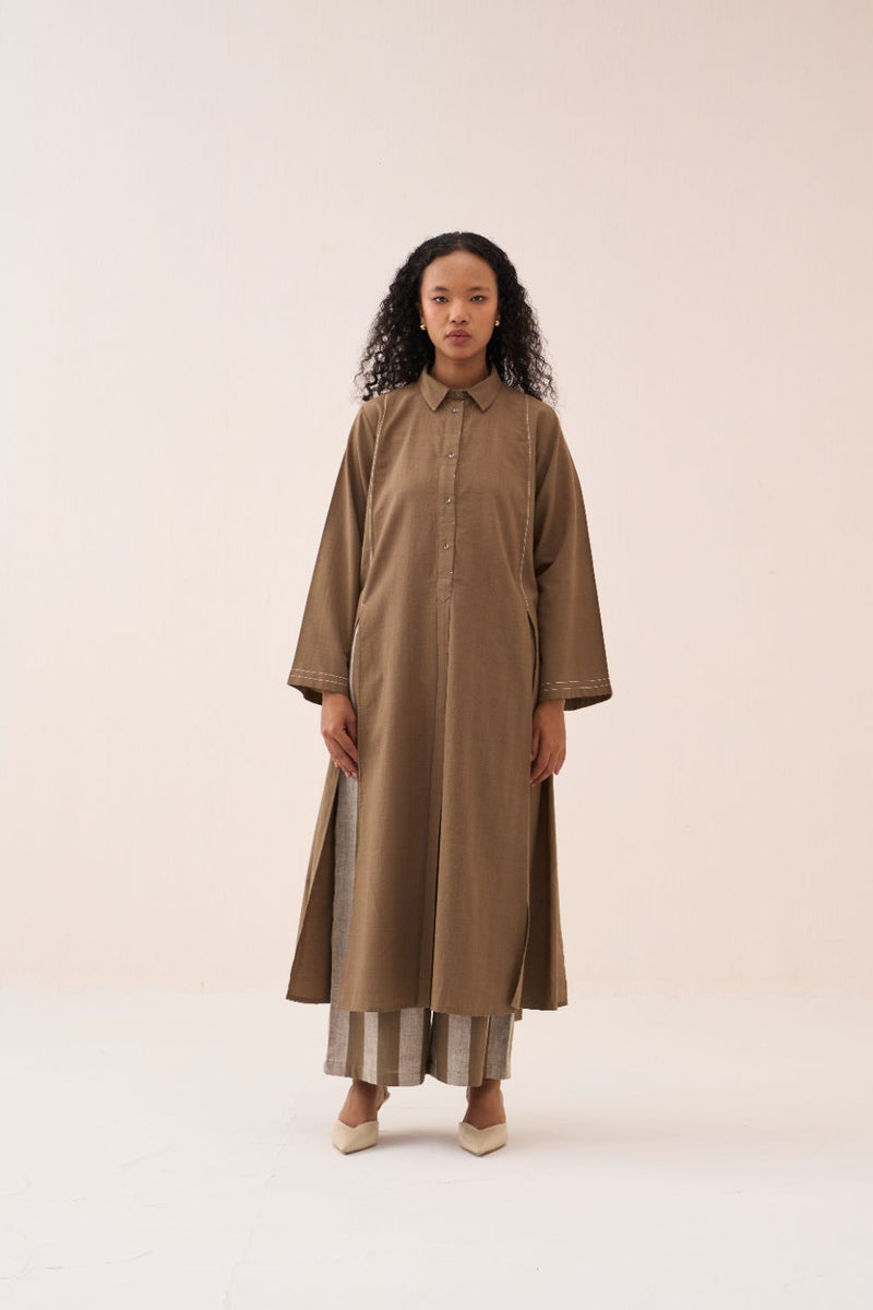 Wide Sleeve Panel Slit Shirt cotton by THREE for women in Singapore