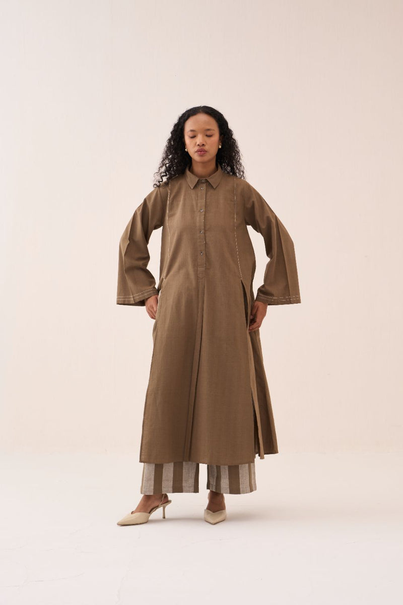 Wide Sleeve Panel Slit Shirt cotton by THREE for women in Singapore