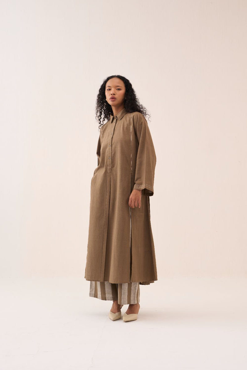 Wide Sleeve Panel Slit Shirt cotton by THREE for women in Singapore